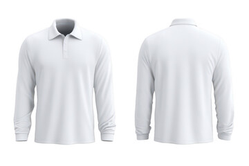 Blank white polo shirt, long sleeves
