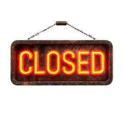 Bright Neon Closed Sign for Businesses on a white background.