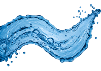 Isolated Abstract Water Splash with Transparent Background in Blue Wave