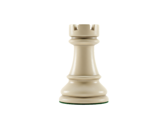 Isolated Abstract White Chess Rook Piece on Transparent Background