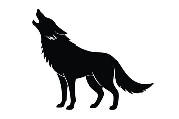 wolf howling vector icon