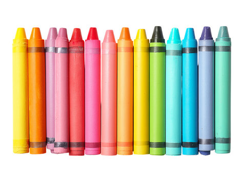 A vibrant array of colorful crayons lined up side by side, showcasing a spectrum of hues. 