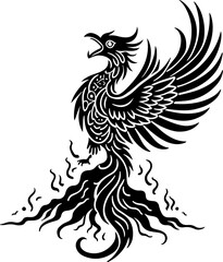 Obraz premium Rise Eternal: Tribal Phoenix Flame tattoo tribal Vector bndle 