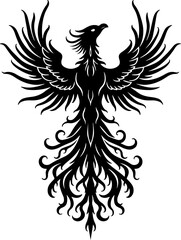 Obraz premium Rise Eternal: Tribal Phoenix Flame tattoo tribal Vector bndle 