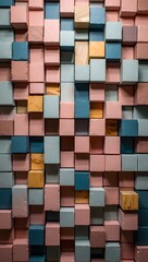 Pastel colored wooden blocks background texture design and geometric shapes wallpaper art