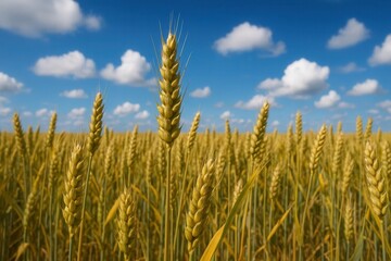 Fototapeta premium A Field of Golden Wheat on a Sunny Day