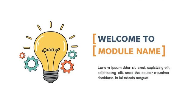 Welcome to a creative learning module featuring a light bulb and gears, symbolizing innovation and ideas