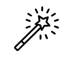 Simple black silhouette magic wand vector design with starburst for illustration and decoration