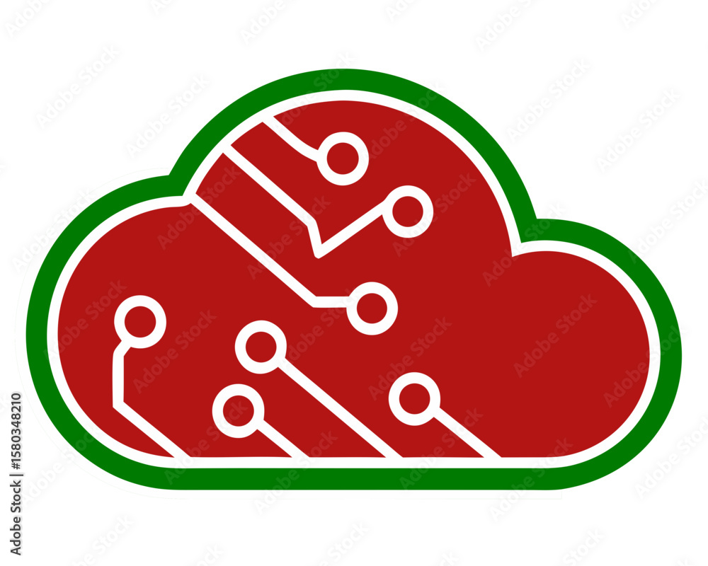 Poster cloud computing illustration representing digital technology and data connectivity solutions