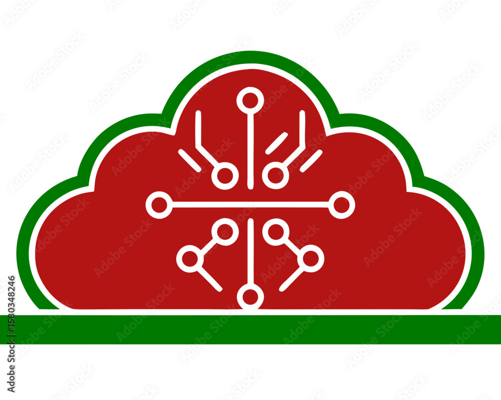 Aufkleber Cloud technology circuitry symbol representing data transfer and network communication