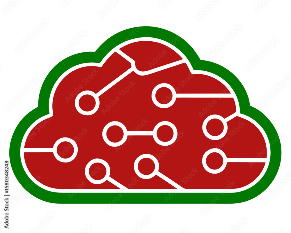 Aufkleber digital cloud computing illustration of a circuit board cloud on transparent background