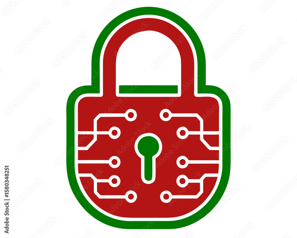Poster digital security padlock icon depicting cybersecurity and data protection concepts clearly