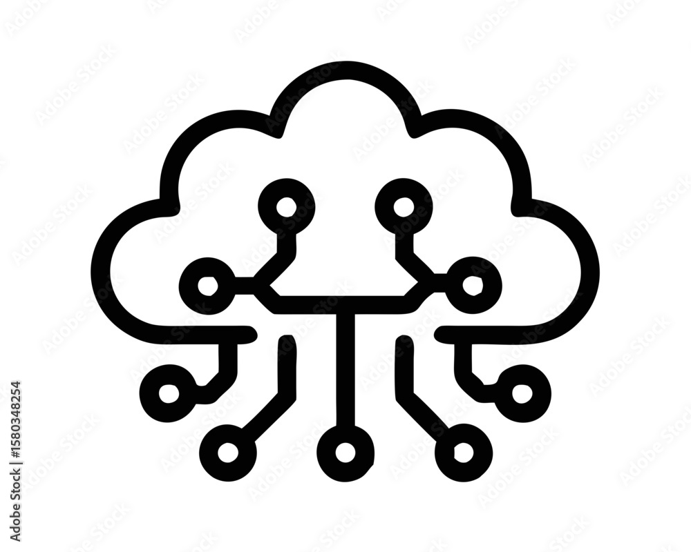 Aufkleber Stylized cloud computing silhouette vector design with technological connection