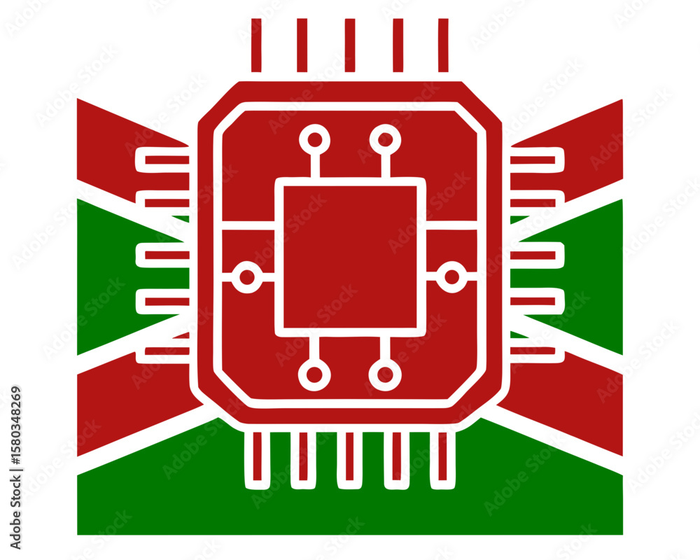 Poster abstract red and green circuit board design representing technology and innovation