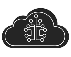 Cloud computing silhouette design representing data storage and technological integration