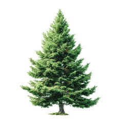 Lush Evergreen Tree Isolated on Black Background