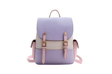 Stylish two toned lavender and pink leather backpack.