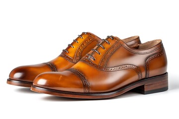 Exquisite Handcrafted Brogue Oxfords in Rich Amber Leather