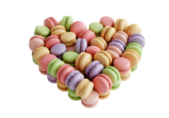Isolated Background Colorful Macarons Heart Shape Cookies Pastry Sweet Dessert