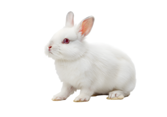 Isolated Studio Shot of a Cute White Rabbit Animal Pet on Background