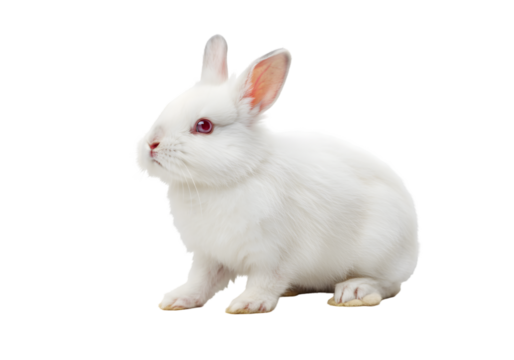 Isolated Studio Shot of a Cute White Rabbit Animal Pet on Background