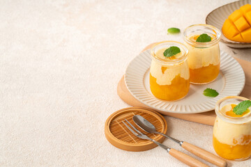 Mango Mousse Dessert in Glass Cups