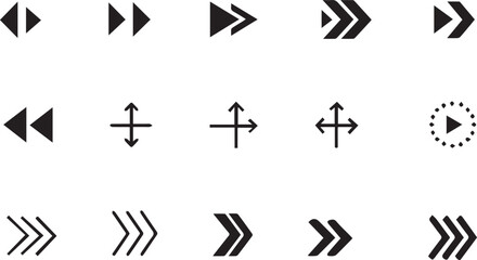 Arrow Icons and Navigation Symbols Set for Interface and Media Controls
