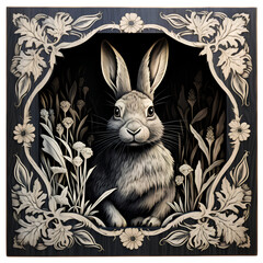 Square Easter Bunny Frame in Kingwood Woodblock Style