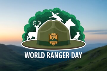Vector Illustration Celebrating World Ranger Day with Badge and Foliage