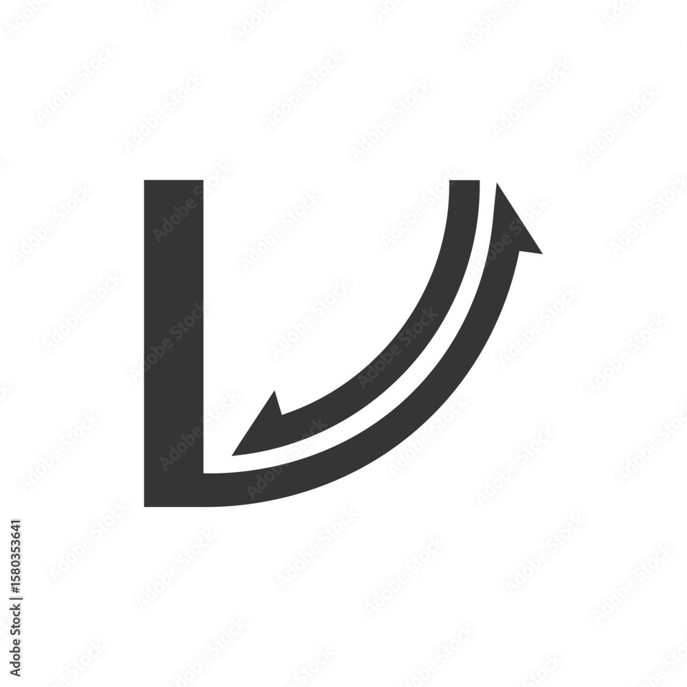 Poster a simple, monochrome logo featuring a downward-pointing 