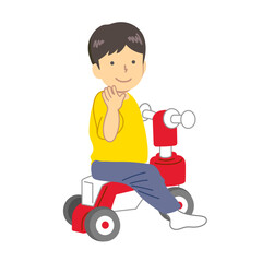三輪車に乗る子供：全身