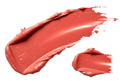 Isolated Background of Coral Lipstick Cream Texture Beauty Cosmetic Swatch - Powered by Adobe