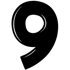 Black number nine illustration 