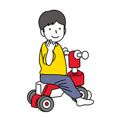 三輪車に乗る子供：全身