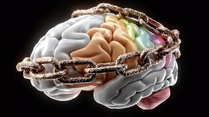 Brain restrained by chain mental health concept - Powered by Adobe