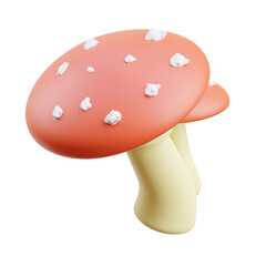 Pink and beige Mushroom 3d icon illustration