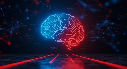Futuristic digital brain with circuit board design representing artificial intelligence concepts