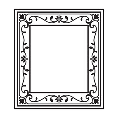 Ornate Floral Square Frame – Vintage Decorative Border Silhouette