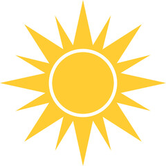 Bright, minimalist sun illustration. Symbol of summer, energy, and positivity. Use for weather forecasts, travel blogs, and childrens books. Vector format.