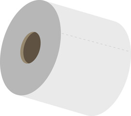 Clean, minimalist illustration of a paper towel roll against a bright blue background.  Perfect for hygiene, cleanliness, or simple everyday object concepts.