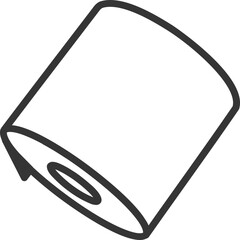 Simple line art illustration of a roll of paper.  Perfect for websites, apps, or presentations needing a clean, modern aesthetic.  Represents concepts of organization, freshness, or new beginnings.