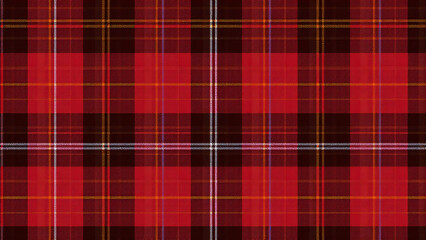Obraz premium A seamless, vibrant red Royal Stewart tartan background with black, white, yellow, and blue lines, softly blurred edges, perfect for cozy digital wallpapers.
