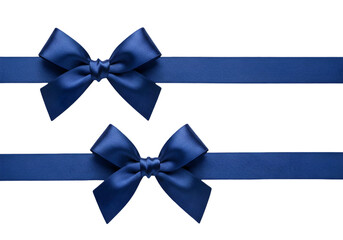 Isolated Background of Two Blue Silk Satin Bows Decoration Holiday