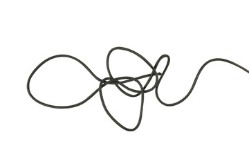 black twisted string isolated on white or transparent png