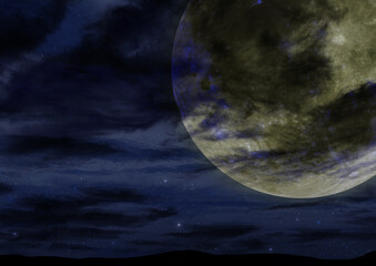 雲が出る怪しい満月の夜空
