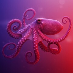 Fototapeta premium octopus on a purple pink background