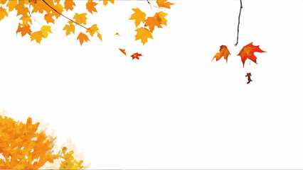 Autumn leaves frame and border design with colorful falling maple foliage, perfect for a seasonal nature background illustration