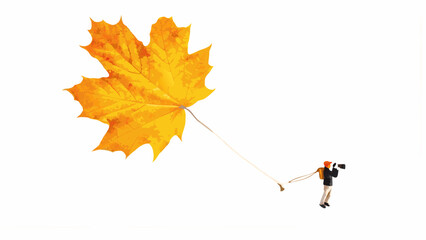 Isolated vibrant maple leaves, showcasing autumn's beauty in red, yellow, and orange hues against a white background
