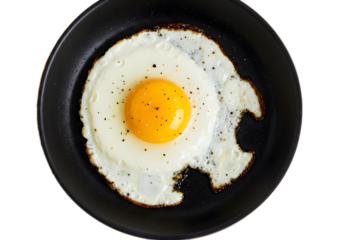 Isolated Top View of Fried Egg in Transparent Background PNG
