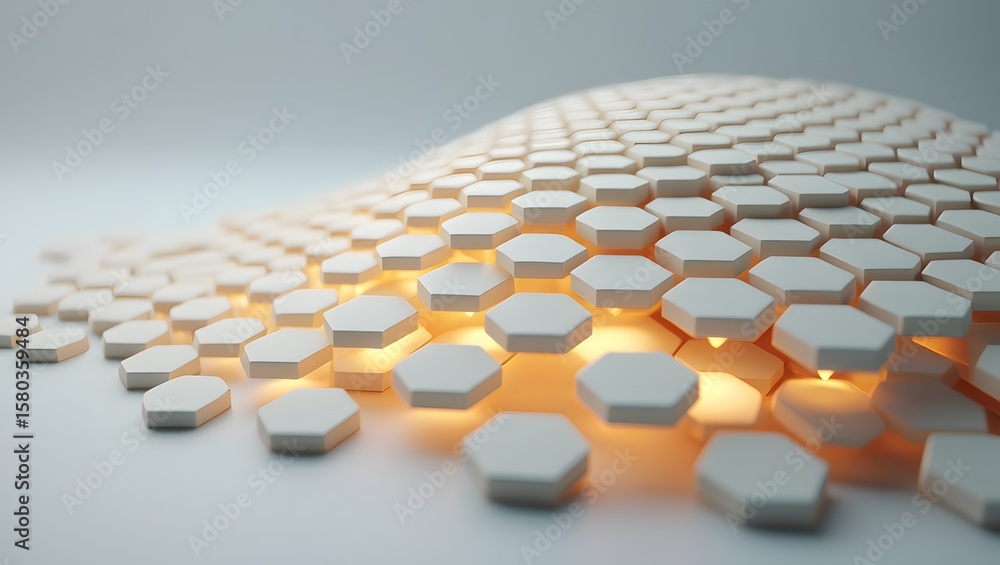 Poster Exploring the abstract hexagonal pattern background with a glowing light effect design